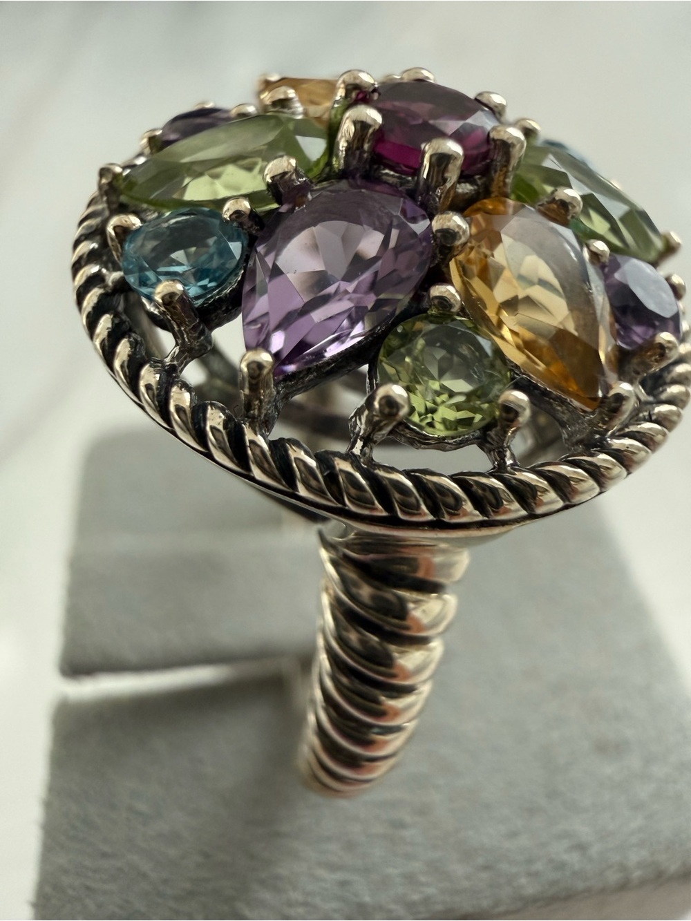 Effy 925 sterling silver Multicolor floral ladies ring sz 9/NEW/Gift